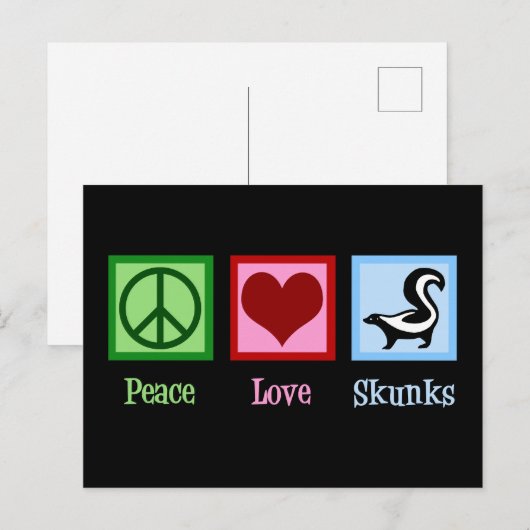Peace Love Skunks Briefkaart (Voorkant / Achterkant)