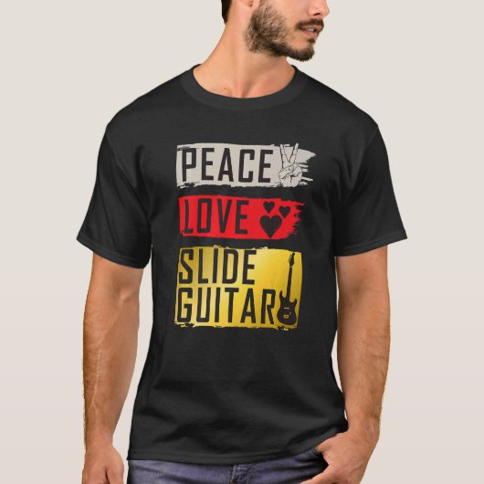 Peace Love Slide Guitar Music Instrument T-shirt (Voorkant)