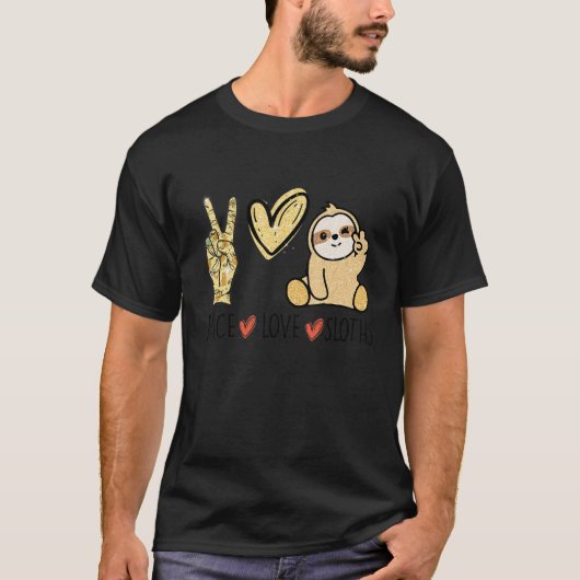 Peace Love Slots Hand Sign Heart Funny Sloth Hand T-shirt (Voorkant)