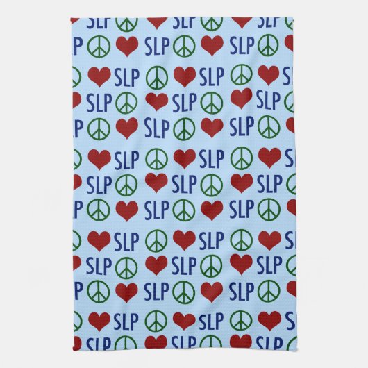 Peace Love SLP Speech Language Pathology Theedoek (Verticaal)