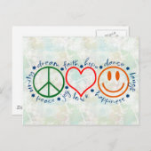 Peace Love Smile Briefkaart (Voorkant / Achterkant)