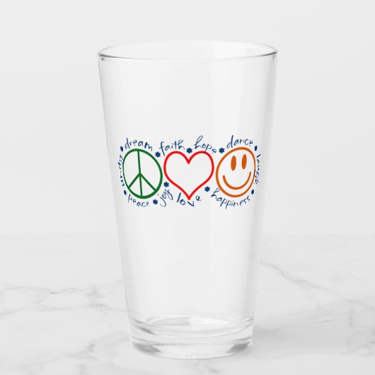 Peace Love Smile Glas (Voorkant)