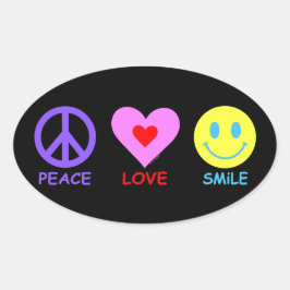 Peace Love Smile Ovale Sticker