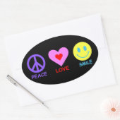 Peace Love Smile Ovale Sticker (Envelop)