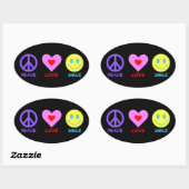 Peace Love Smile Ovale Sticker (Vel)