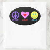 Peace Love Smile Ovale Sticker (Tas)