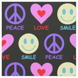 Peace Love Smile Patroon Stof