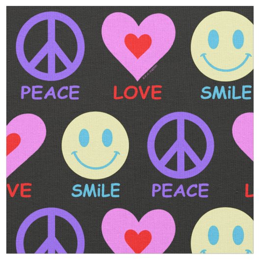 Peace Love Smile Patroon Stof (Close Up)