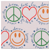 Peace Love Smile Patroon Stof (Close Up)