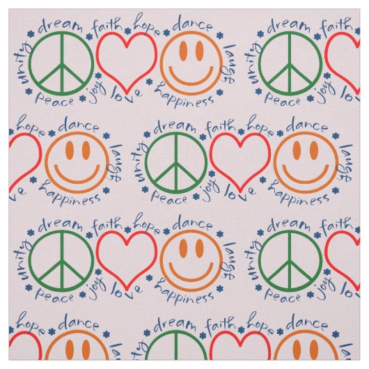 Peace Love Smile Patroon Stof (Swatch)