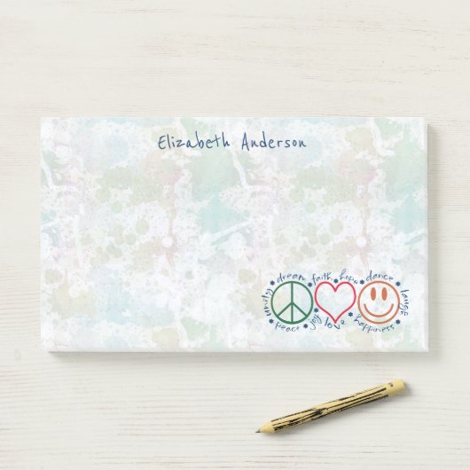 Peace Love Smile personaliseren | Groot Post-it® Notes (Op bureau)