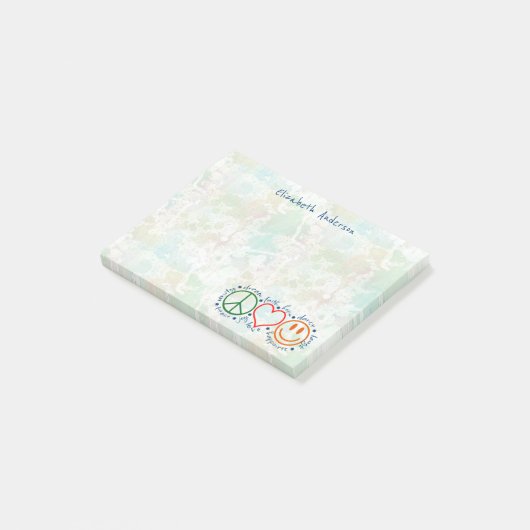 Peace Love Smile personaliseren Post-it® Notes (Schuin)