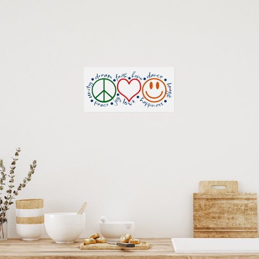 Peace Love Smile Poster (Keuken)