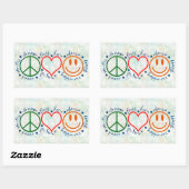 Peace Love Smile Rechthoekige Sticker (Vel)