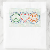 Peace Love Smile Rechthoekige Sticker (Tas)