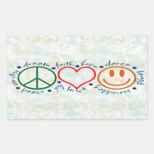 Peace Love Smile Rechthoekige Sticker