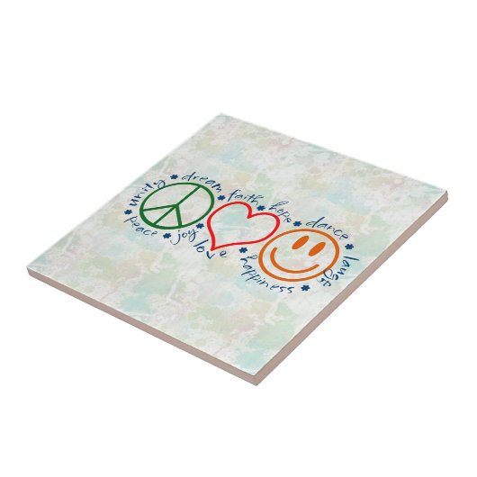 Peace Love Smile Tegeltje (Zijkant)