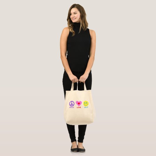 Peace Love Smile Tote Bag (Voorkant (model))