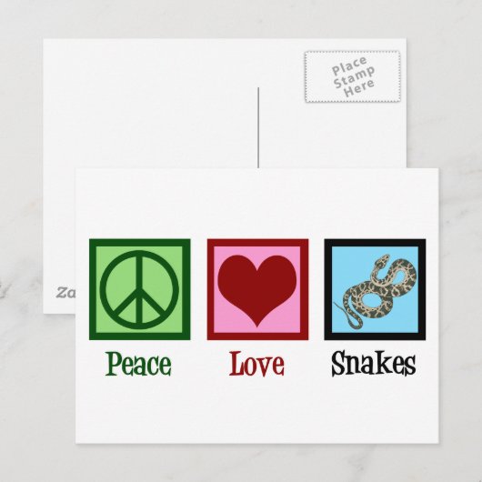 Peace Love Snakes Briefkaart (Voorkant / Achterkant)