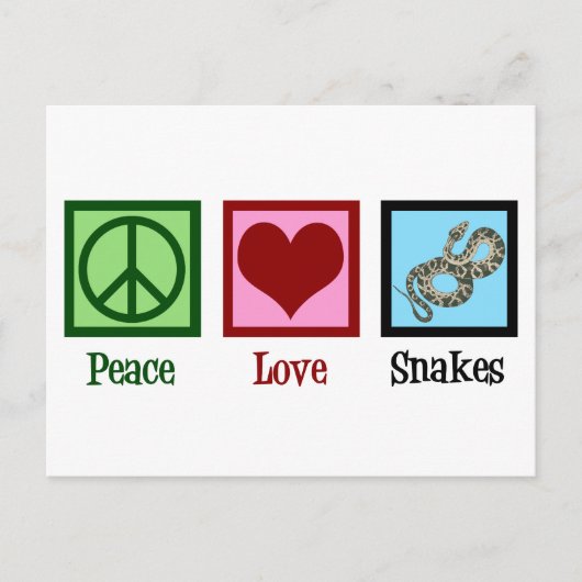 Peace Love Snakes Briefkaart (Voorkant)