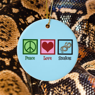 Peace Love Snakes Kerstmis Keramisch Ornament