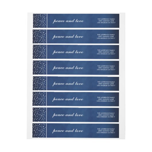 Peace Love Sneeuwsterren Navy Blue Kerstvakantie (Vel)