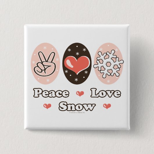 Peace Love Snow Snowflake Button (Voorkant)
