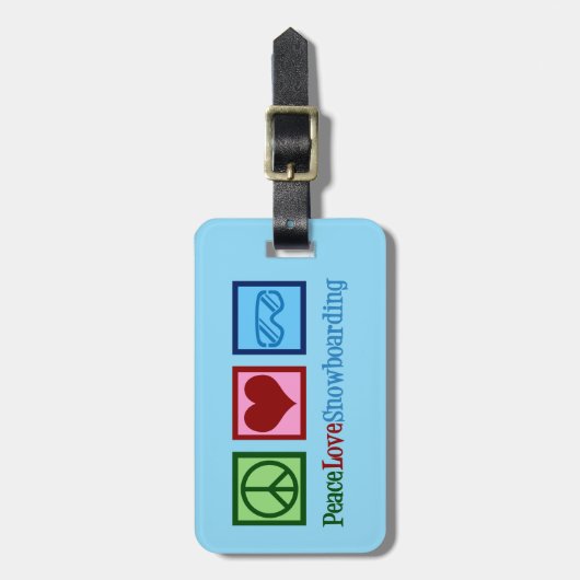 Peace Love Snowboarding Custom Snowboarder Bagagelabel (Voorkant verticaal)
