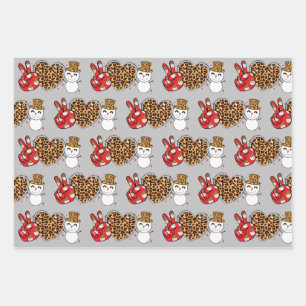 Peace Love Snowman Wrapping Paper Flat SET 3