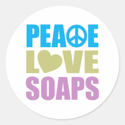 Peace Love Soaps Ronde Sticker (Voorkant)