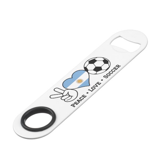 Peace Love Soccer Argentina Bar Key Speed Flessenopener (Voorkant Gekanteld)