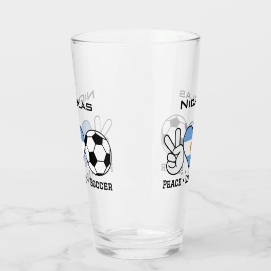 Peace Love Soccer Argentina Glass Cup Glas (Links)