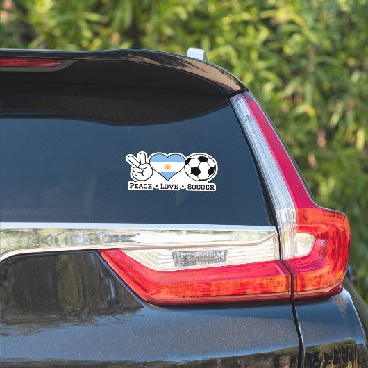 Peace Love Soccer Argentina Sticker (Auto Zijkant)
