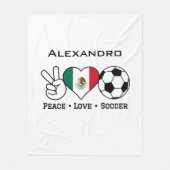 Peace Love Soccer Blanket met naam Fleece Deken (Voorkant)