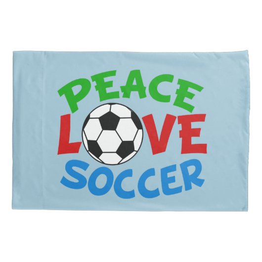 Peace Love Soccer Blue Kussensloop (Achterkant)