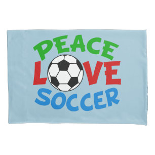 Peace Love Soccer Blue Kussensloop