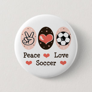 Peace Love Soccer Button
