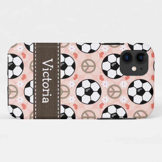 Peace Love Soccer Case-Mate iPhone Case (Achterkant (horizontaal))
