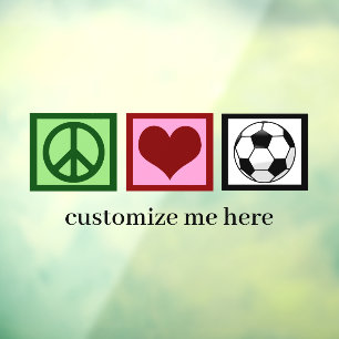 Peace Love Soccer Custom Futbol Player Raamsticker