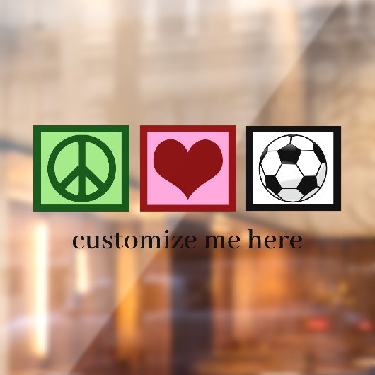 Peace Love Soccer Custom Futbol Player Raamsticker (Vel 2)