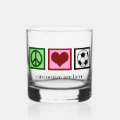 Peace Love Soccer Custom Futbol Player Whisky Glas (Voorkant)