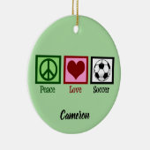 Peace Love Soccer Custom Kerstmis Keramisch Ornament (Rechts)