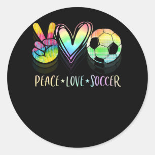 Peace Love Soccer Cute Design Heart Ball Ronde Sticker