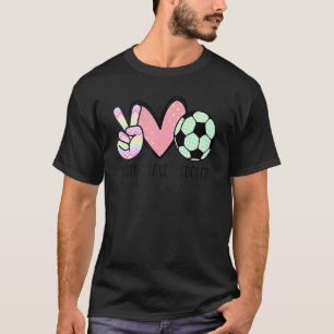 Peace Love Soccer Cute Design voor vrouwelijke tie T-shirt