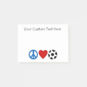 Peace Love Soccer Football Sticky-laptops Post-it® Notes (Voorkant)