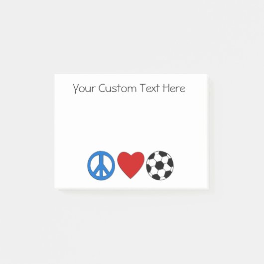 Peace Love Soccer Football Sticky-laptops Post-it® Notes (Voorkant)