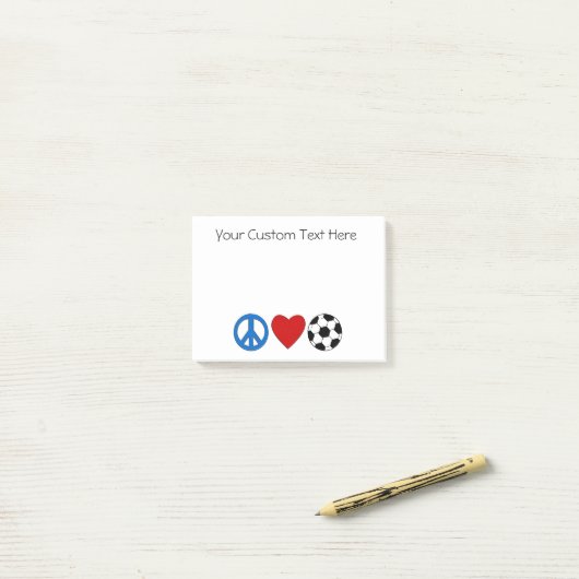 Peace Love Soccer Football Sticky-laptops Post-it® Notes (Op bureau)