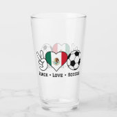 Peace Love Soccer Glass Glas (Achterkant)