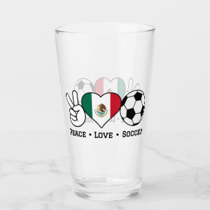 Peace Love Soccer Glass Glas