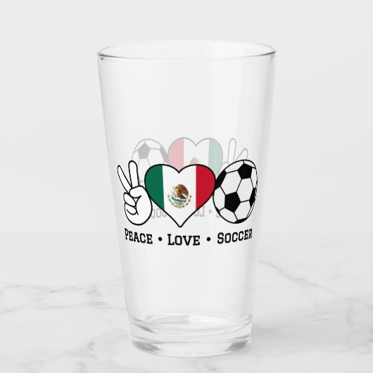 Peace Love Soccer Glass Glas (Voorkant)